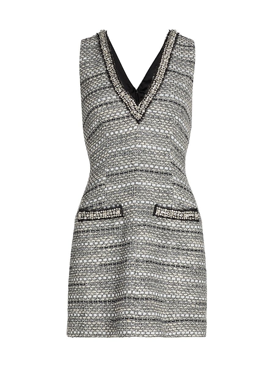 Women's Odele Embellished Cotton-Blend Minidress - Silver - Size 16
