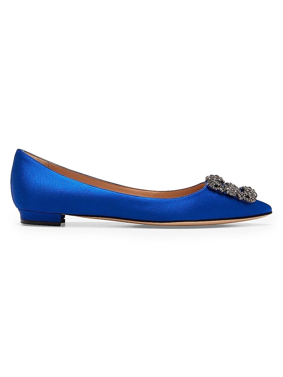 Women's Hangisi 25MM Embellished Satin Flats - Blue - Size 8.5