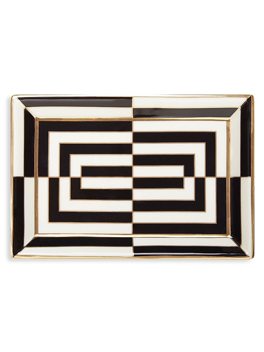Op Art Rectangle Tray - White