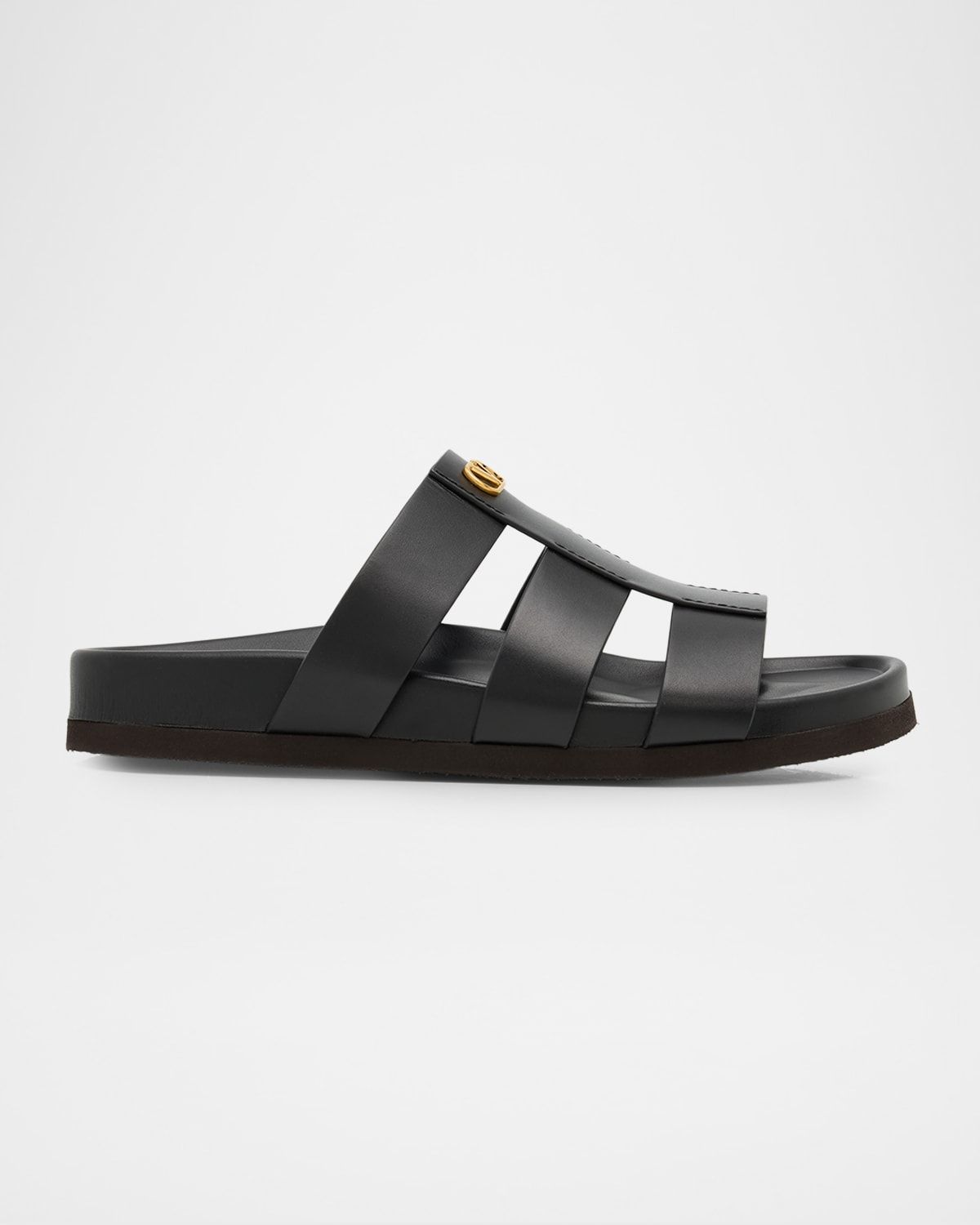 Men & apos;s Studshield Calfskin VLogo Slide Sandals
