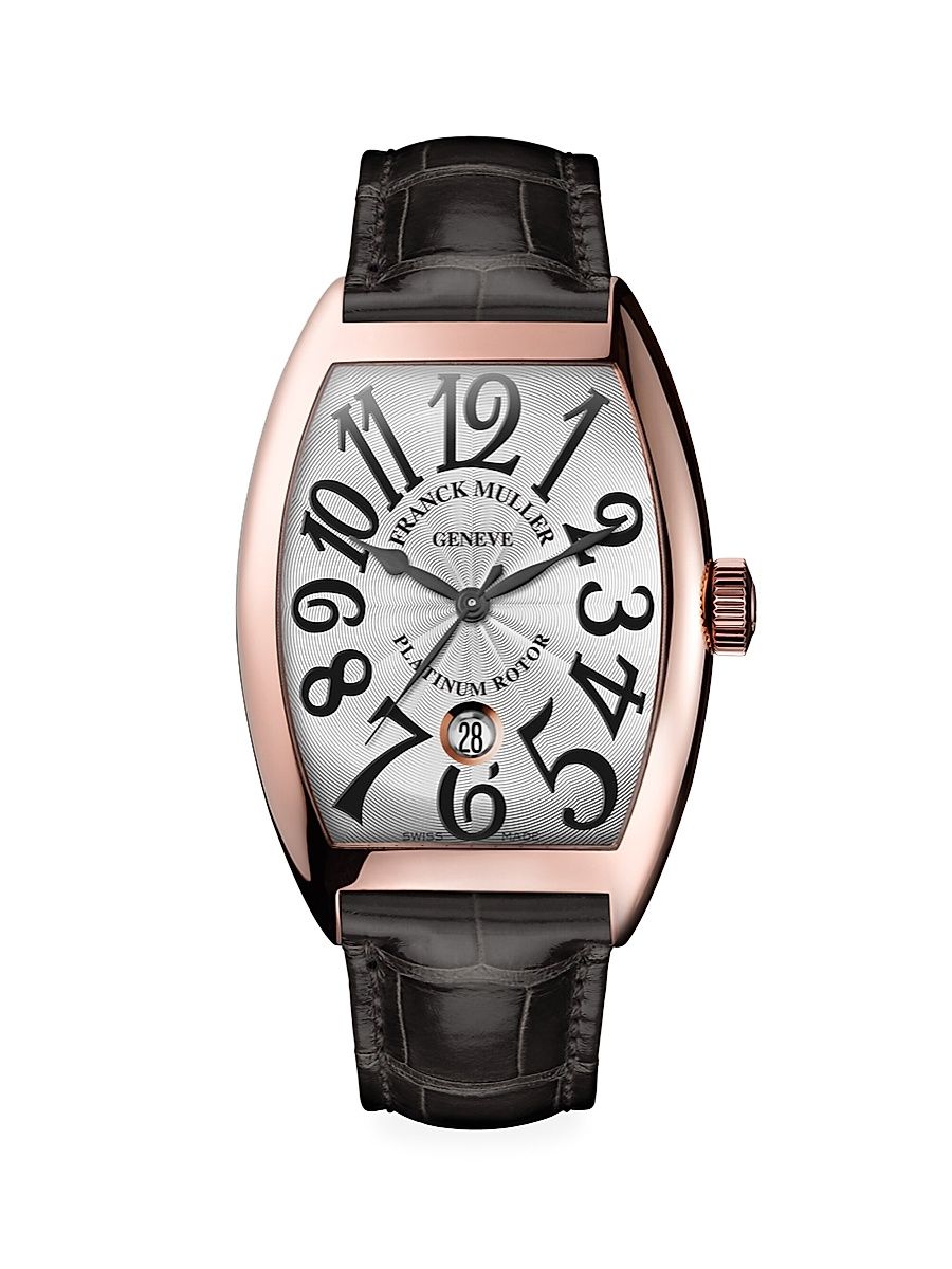 Men's Cintrée Curvex Rose Gold & Alligator Strap Watch - Rose Gold