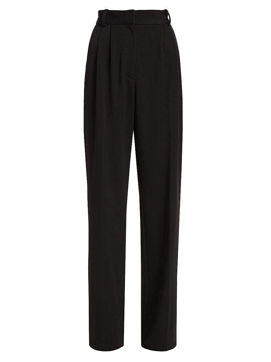 Women's Pleated Wide-Leg Pants - Black - Size 2