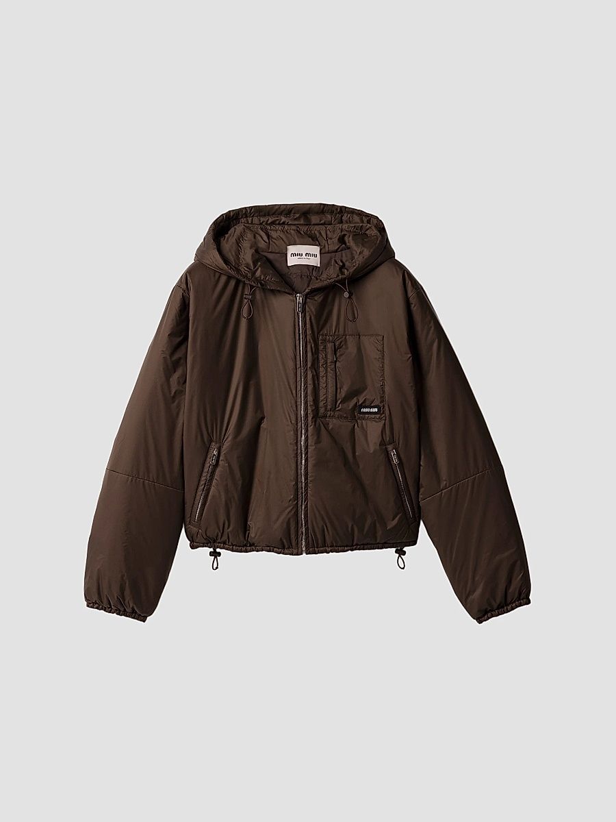Women's Cropped Ripstop Down Jacket - Brown - Size 4