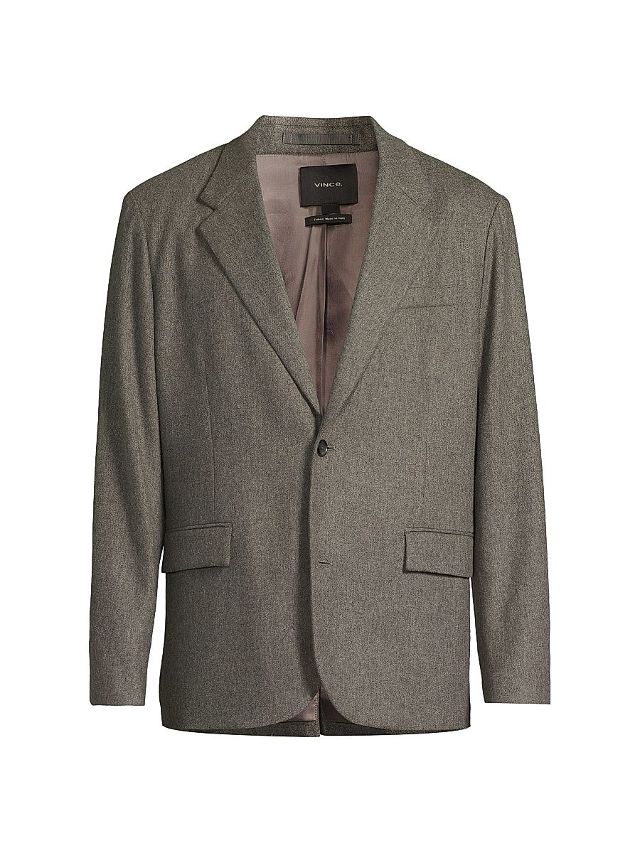 Men's Wool Flannel Single-Breasted Blazer - Medium Heather Grey - Size Medium