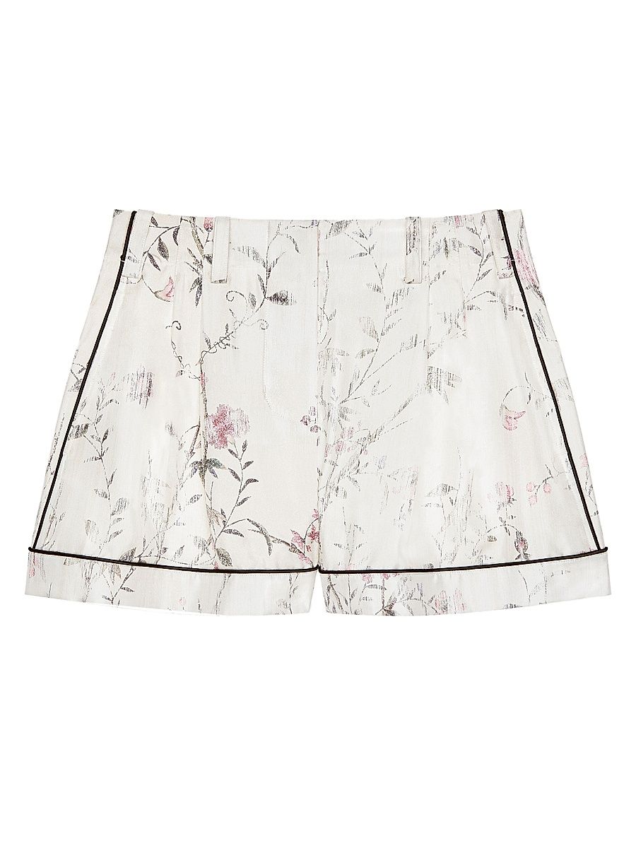 Women's Shorts in Silk with Floral Print - White - Size 2
