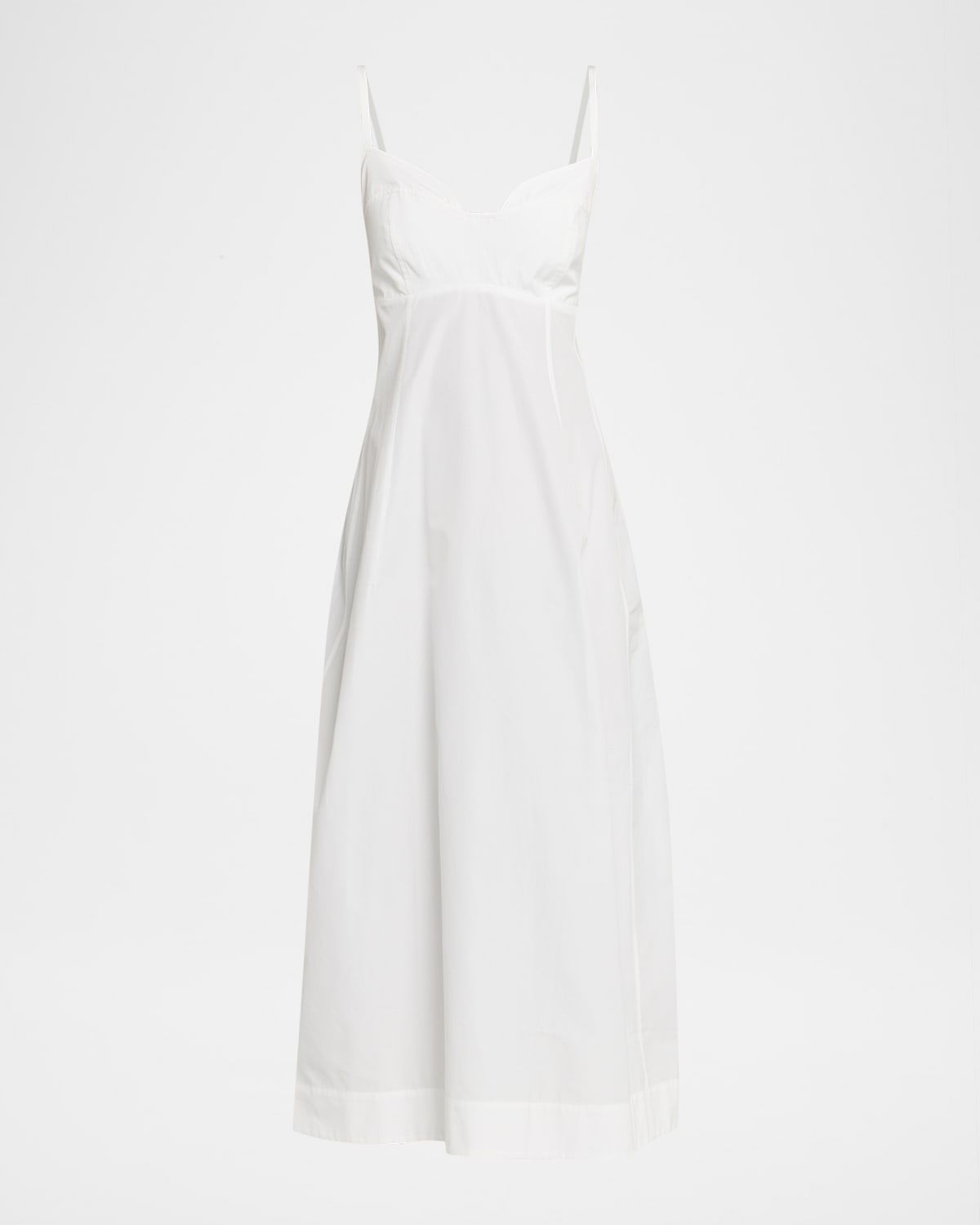 Sleeveless Cotton Sateen Bustier Midi Dress