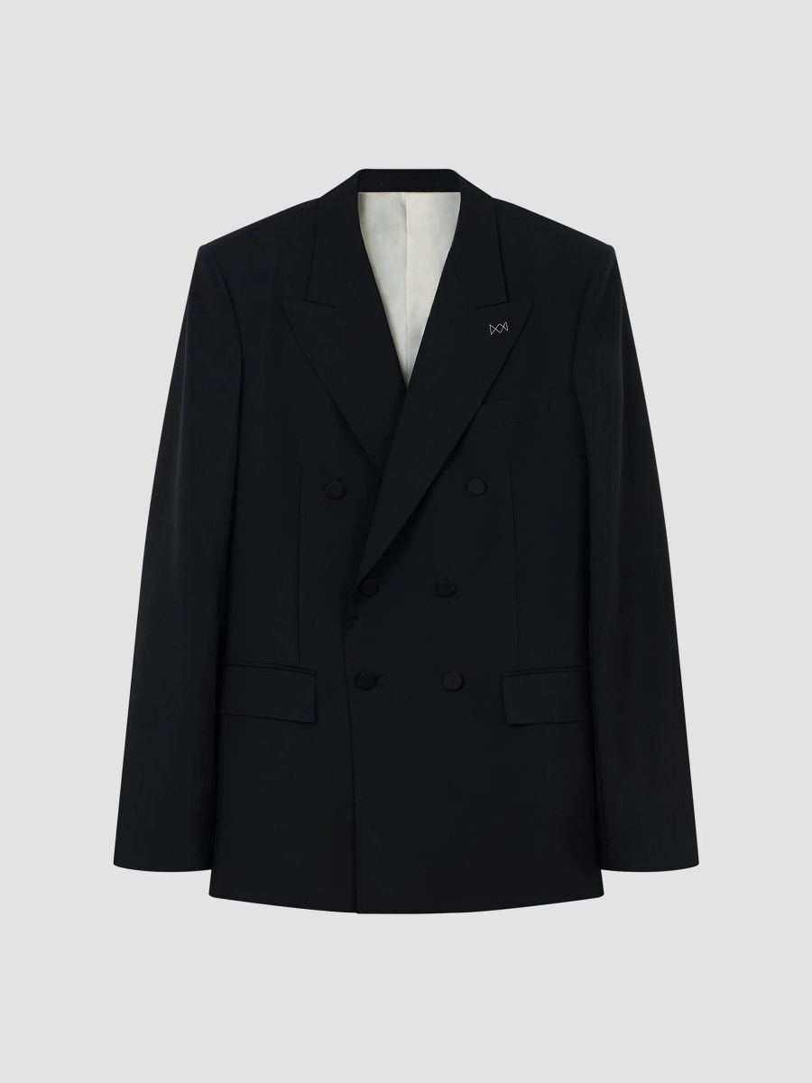 Givenchy Men's Double-Breasted Fitted Jacket in Wool and Mohair - Black - Size 46