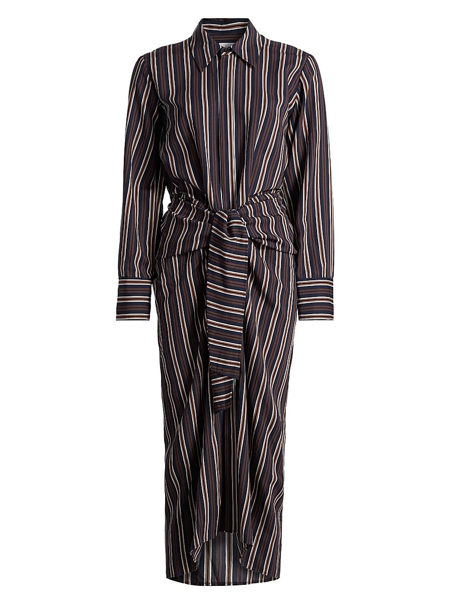 Women's Mila Striped Midi-Shirtdress - Night Blue Mint - Size 12