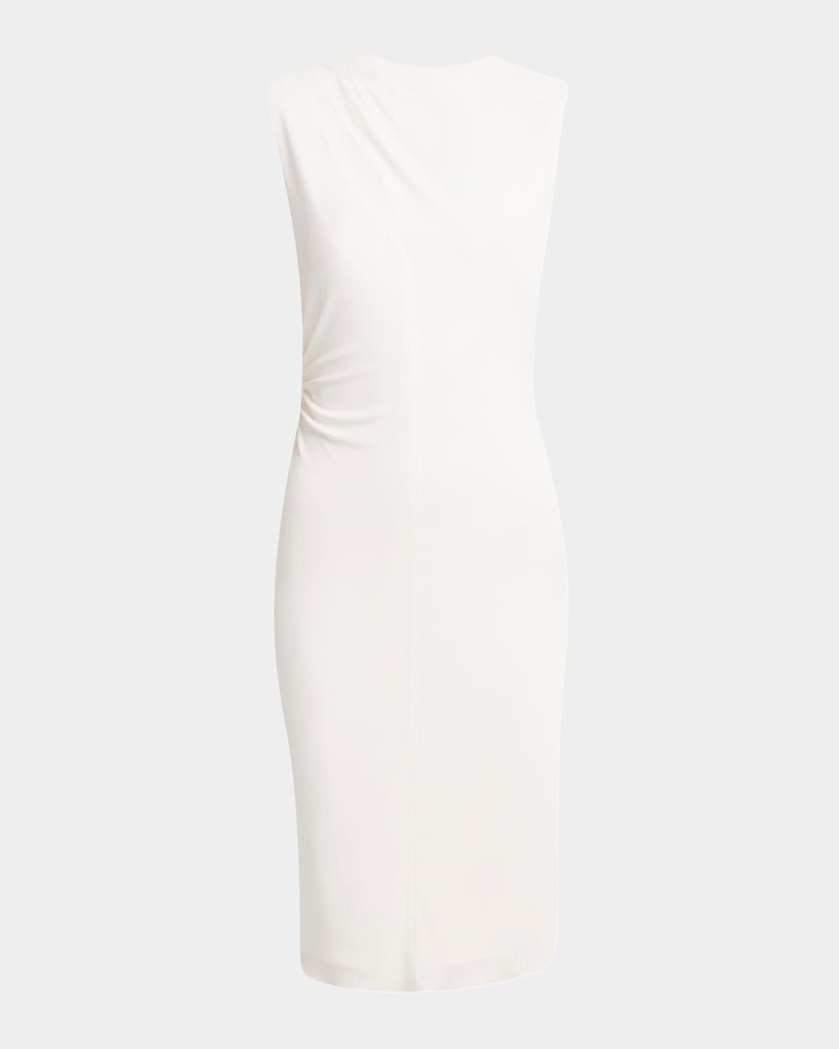 Cutout Shoulder-Drape Viscose Crepe Jersey Cocktail Dress
