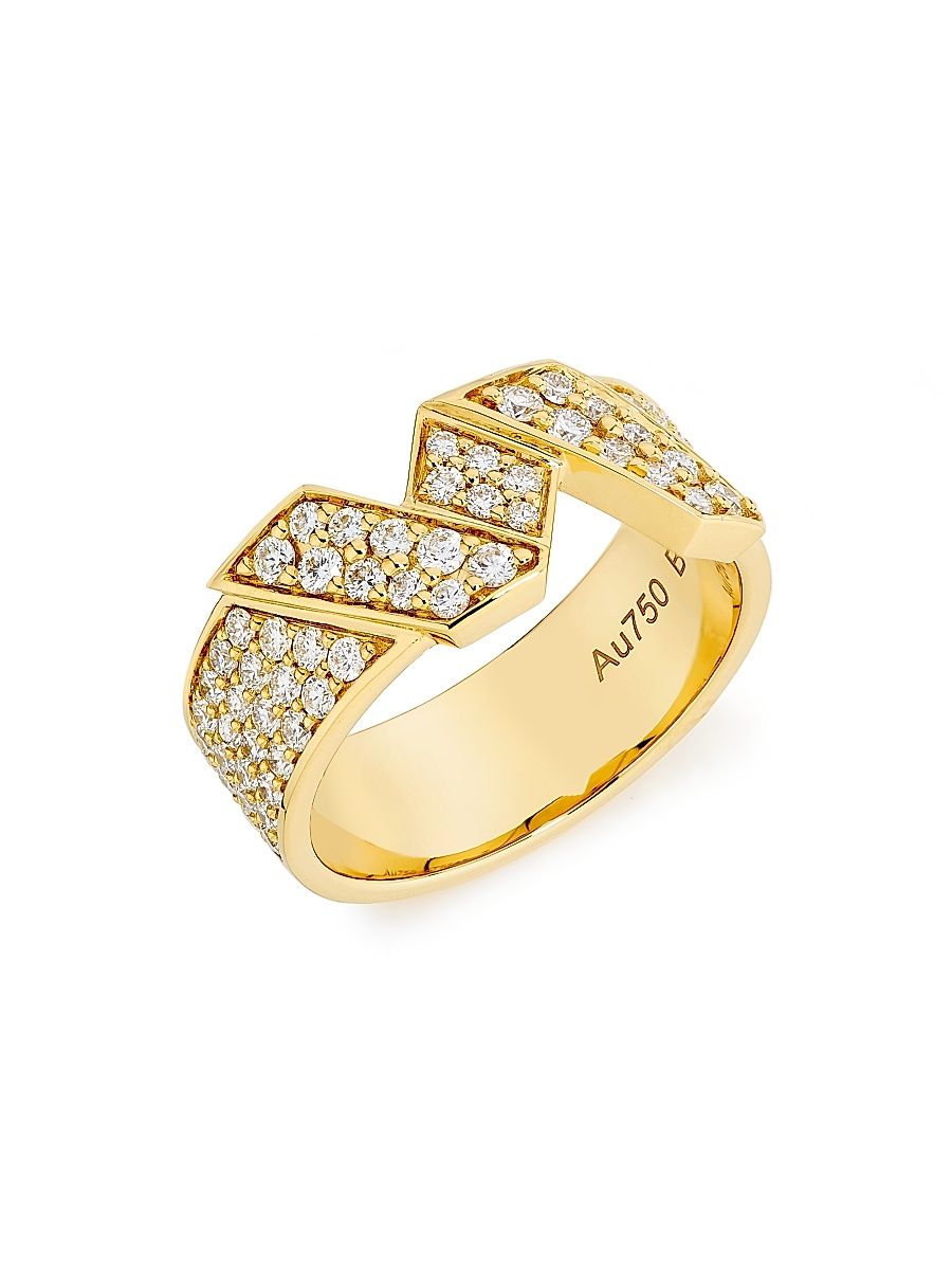 Women's Helix Medium Ring Full Pavé 18K Gold - Yellow Gold - Size 6