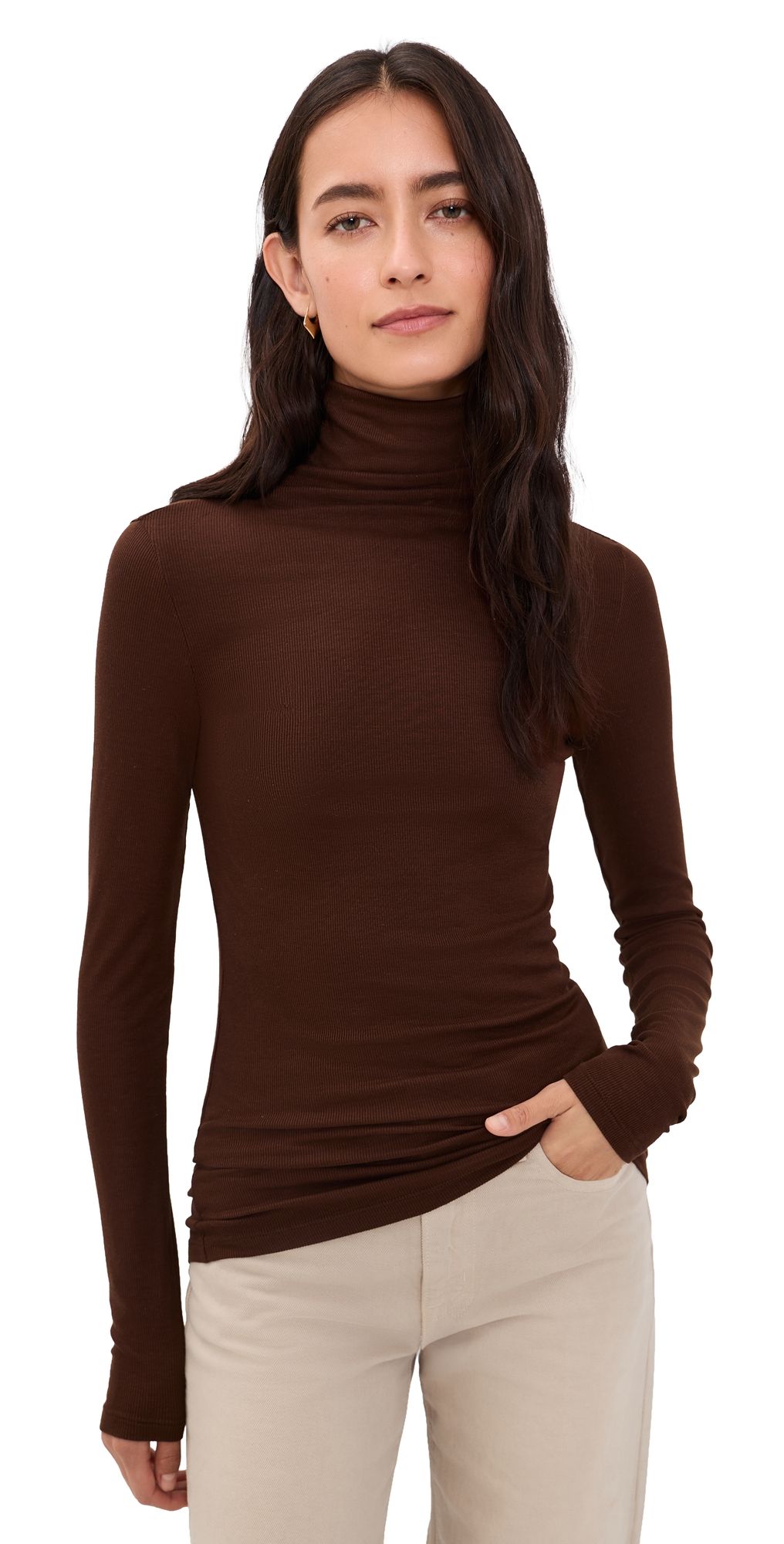AG Chels Turtleneck Top Wood Brown M