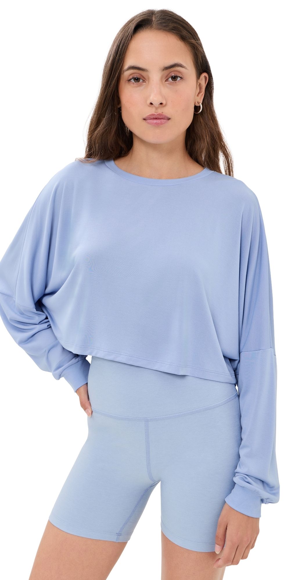 Beyond Yoga Studio Luxe Cropped Tee Pastel Periwinkle M