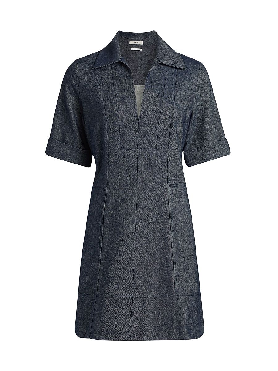 Women's Chambray Cotton-Linen Minidress - Indigo - Size XXS