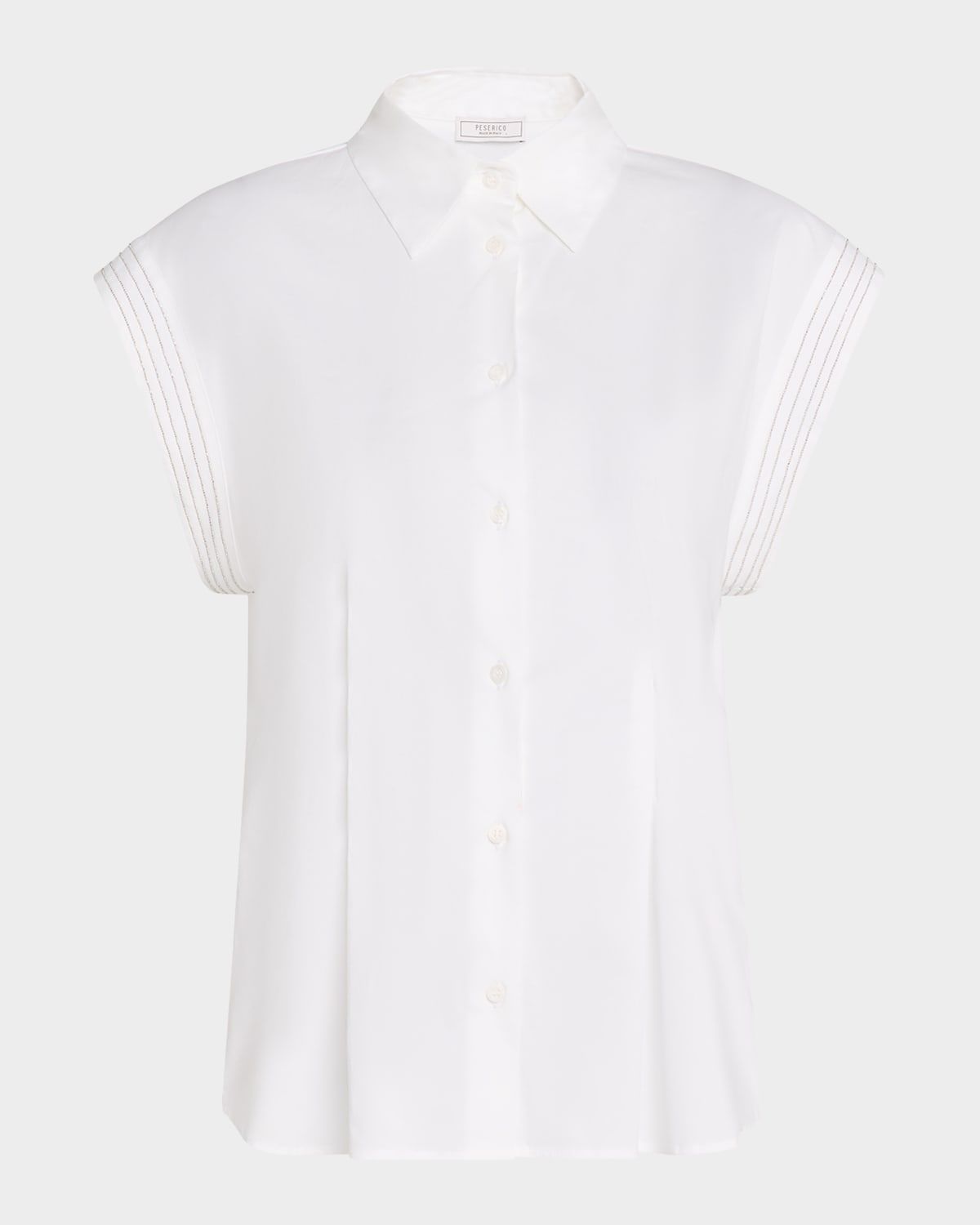 Chain-Trim Stretch Cotton Shirt