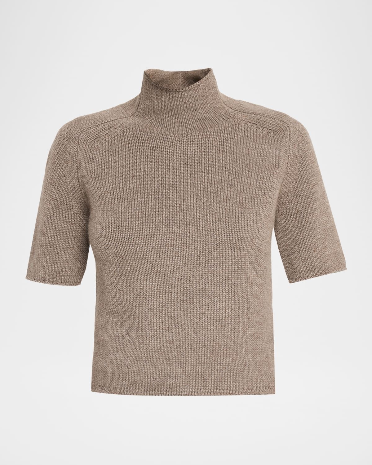 Lexia Mock-Neck Cashmere Short-Sleeve Sweater