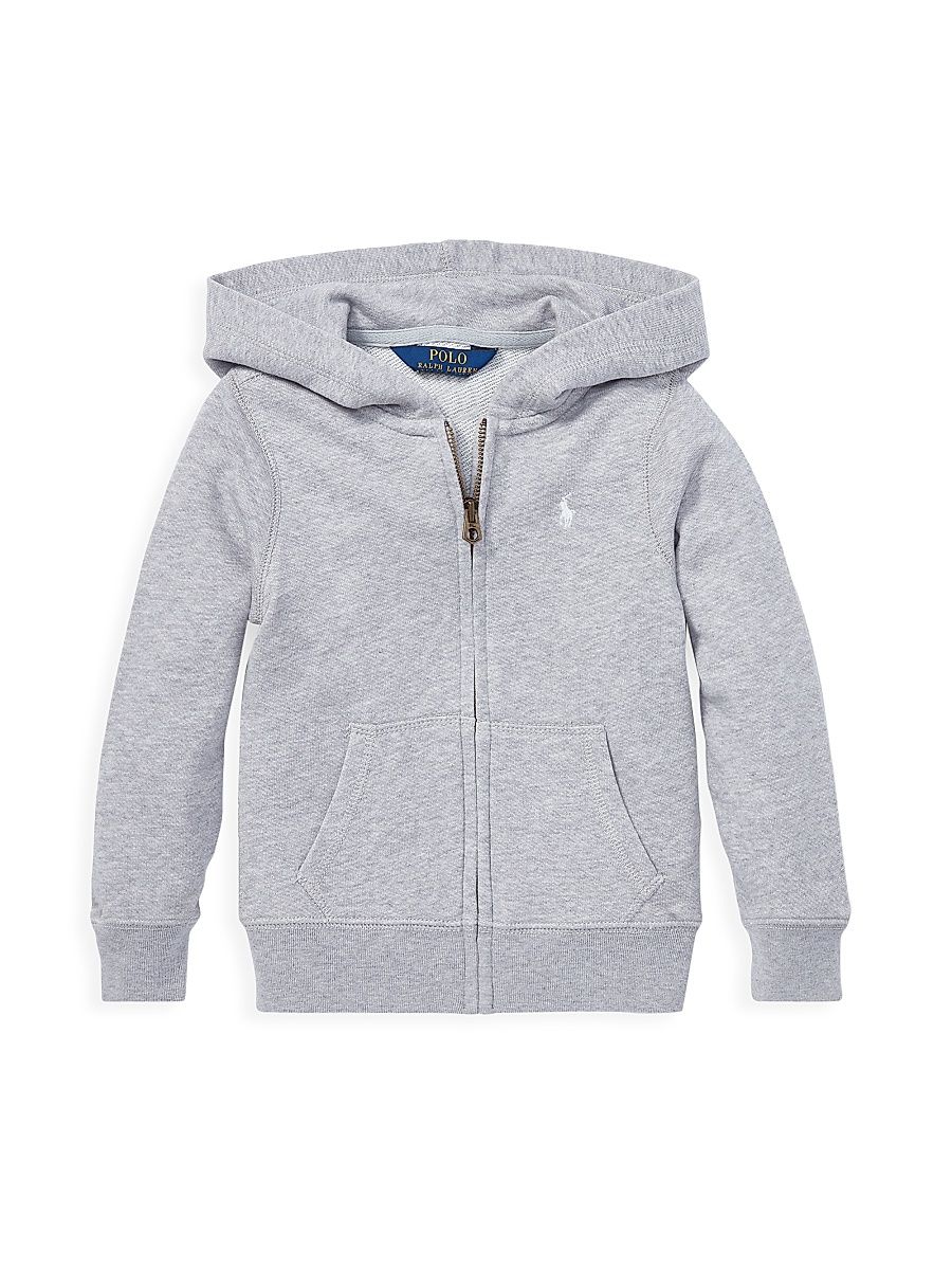 Little Girl's French Terry Hoodie - Light Grey - Size 6