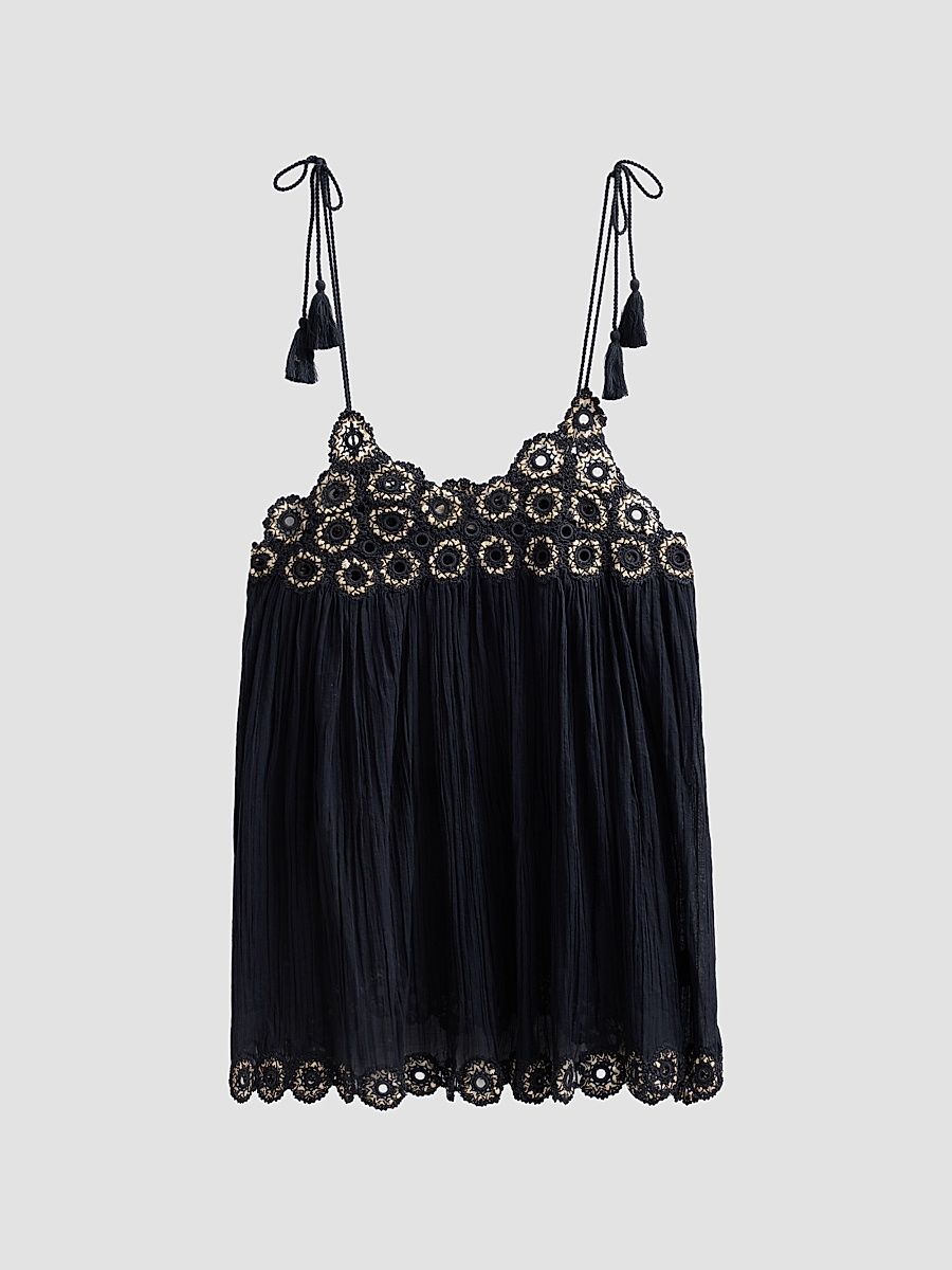 Women's Tula Cotton Embroidered Minidress - Midnight - Size XL