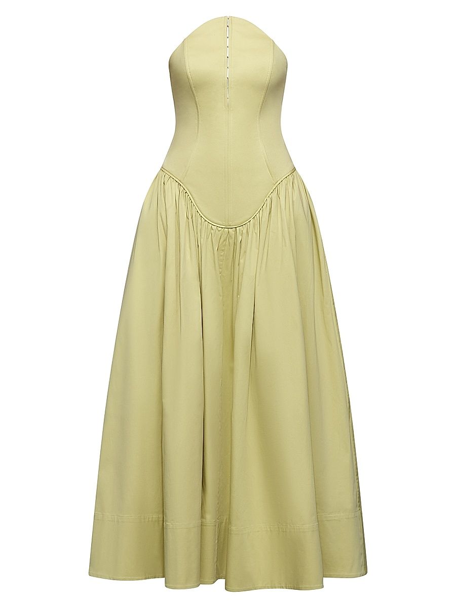 Women's Camille Stretch-Cotton Strapless Maxi Dress - Tea - Size 0