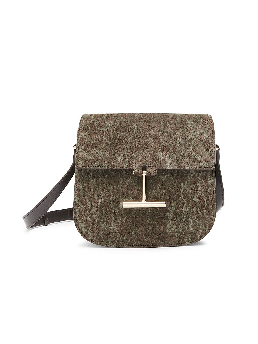 Women's Tara Ocelot-Print Suede Crossbody Bag - Brown Khaki