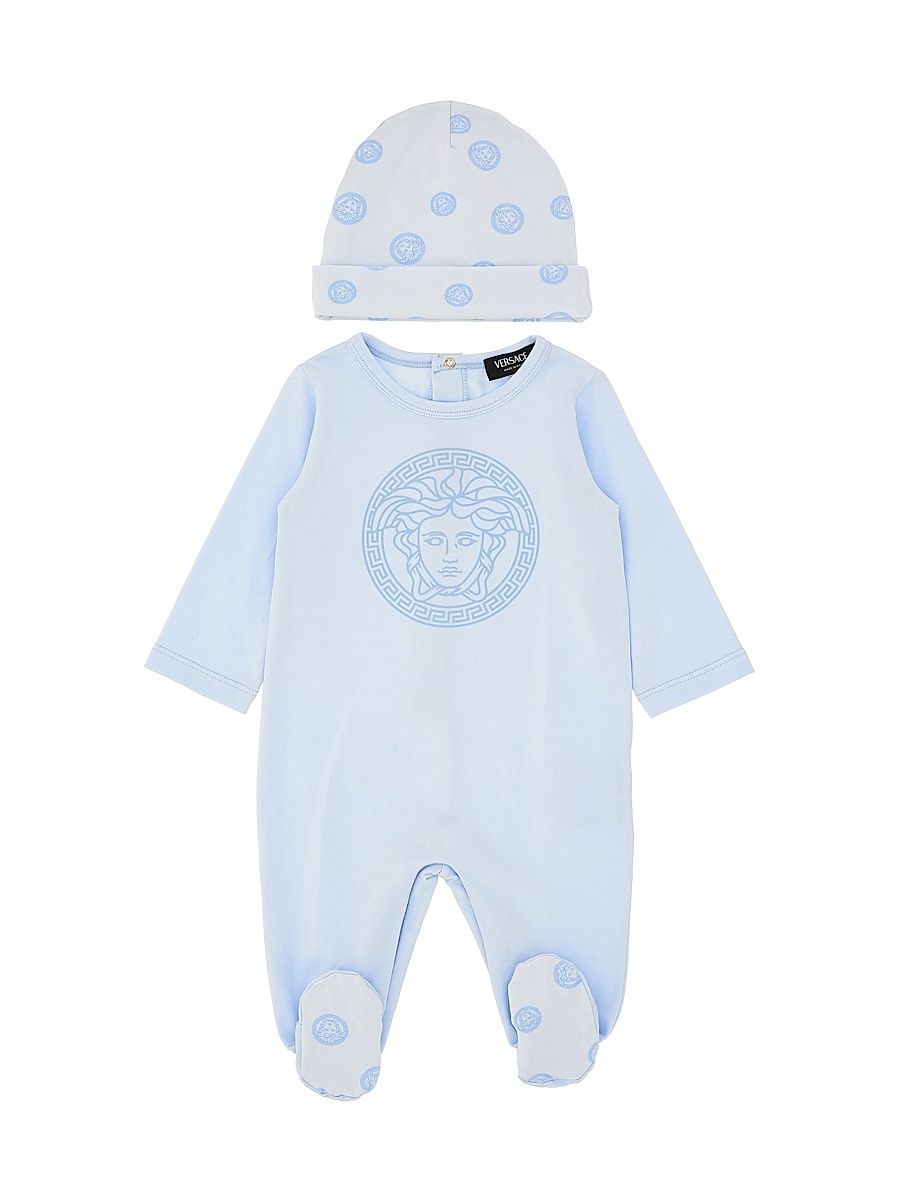 Baby's 2-Piece Beanie & Footie Set - Light Blue - Size 12 Months