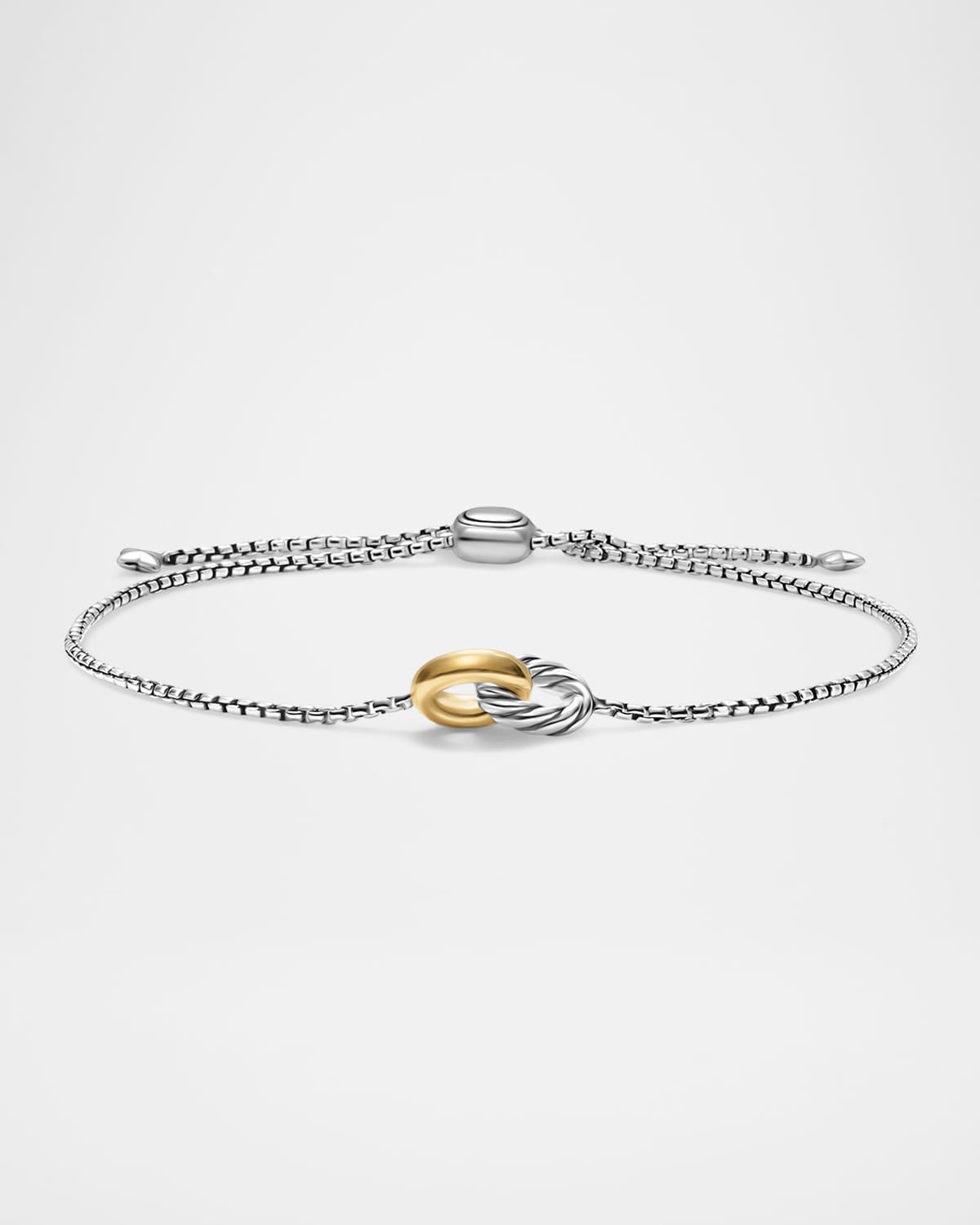 Petite Cable Linked Hoop Bracelet in Silver and 14K Gold, 1.5mm
