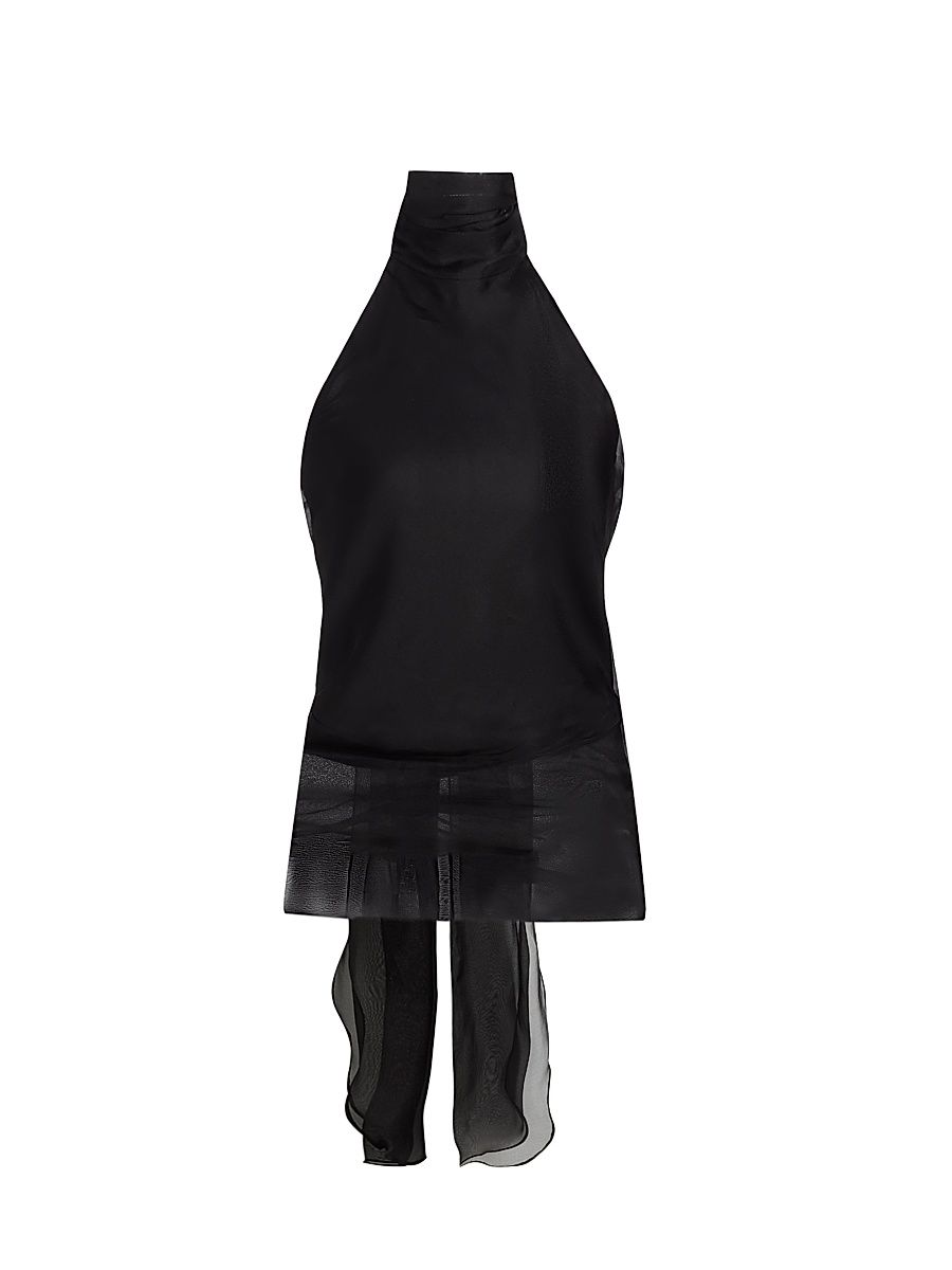Women's Silk Organza Halter Top - Black - Size 8