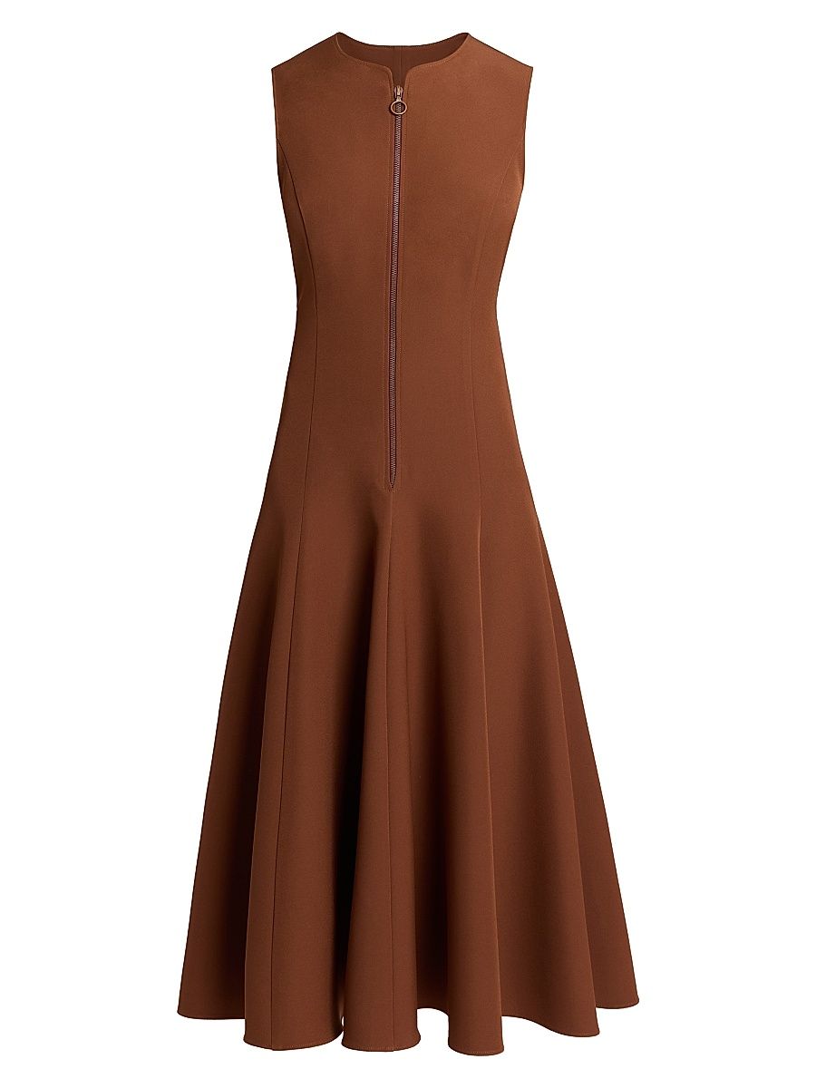 Women's Sleeveless Fit & Flare Midi-Dress - Dark Chestnut - Size 12