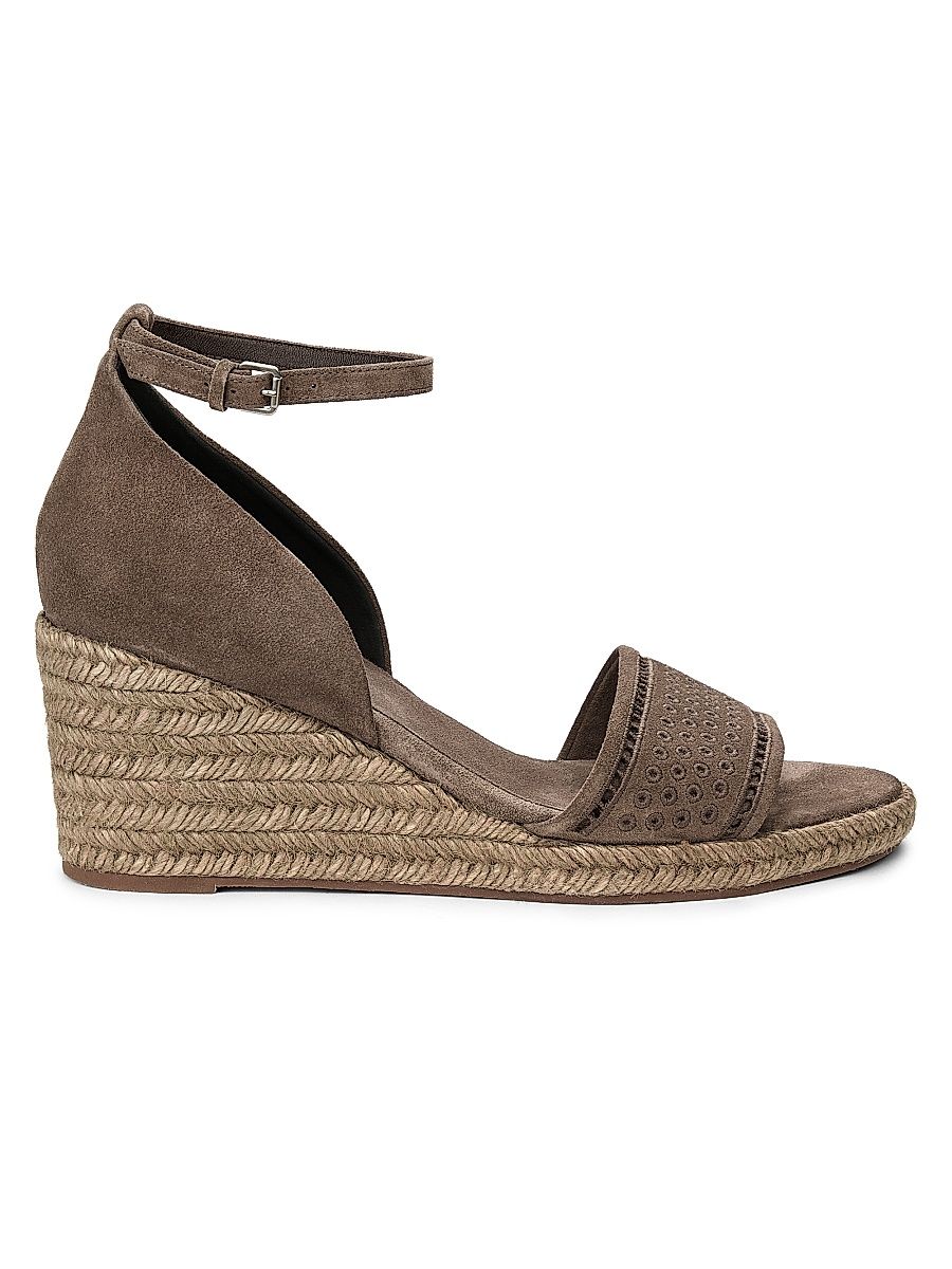 Women's Suede Espadrille Wedge Sandals - Grey - Size 7