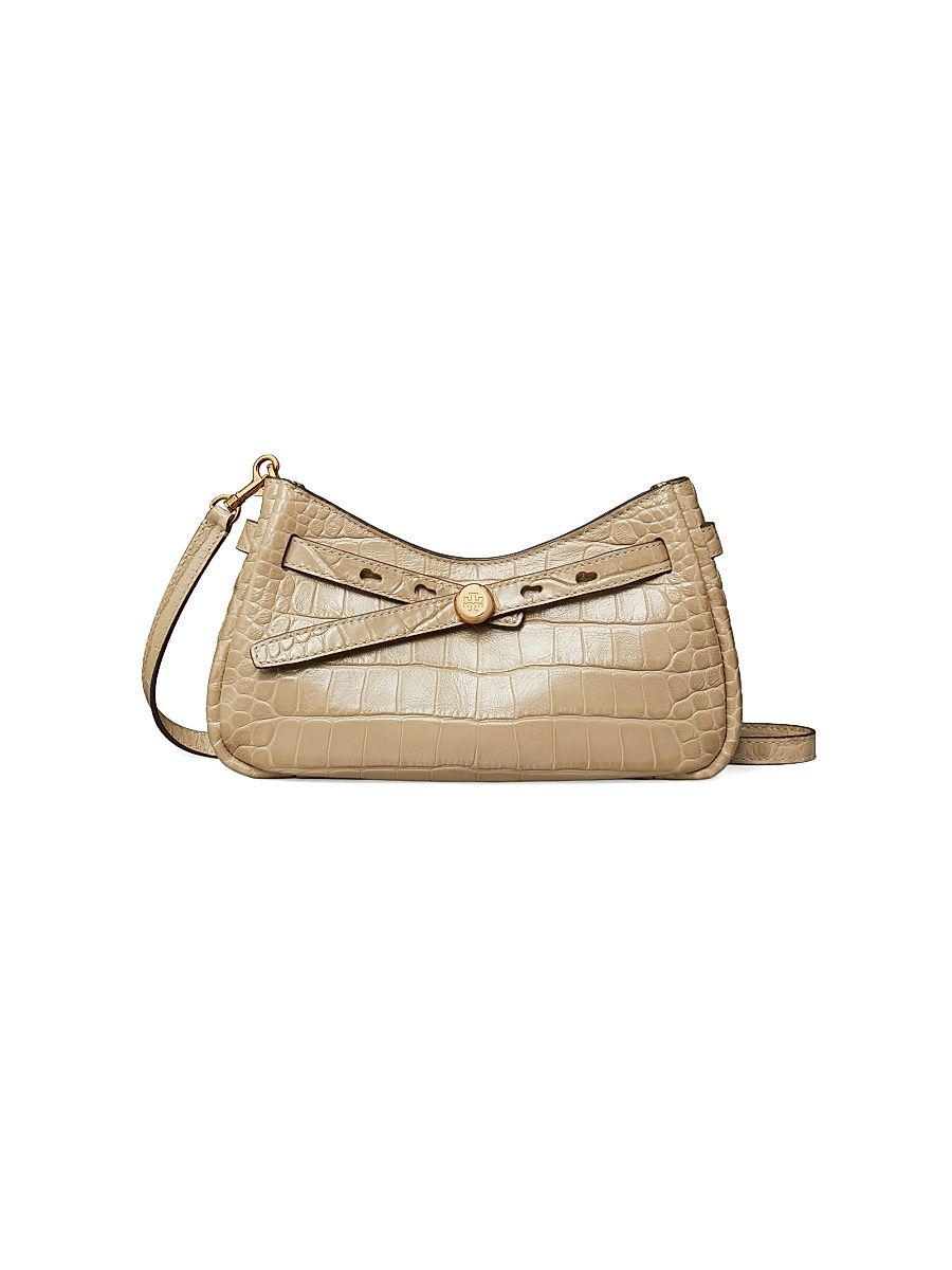 Women's Romy Croc-Embossed Leather Crossbody Bag - Ginger Leaf