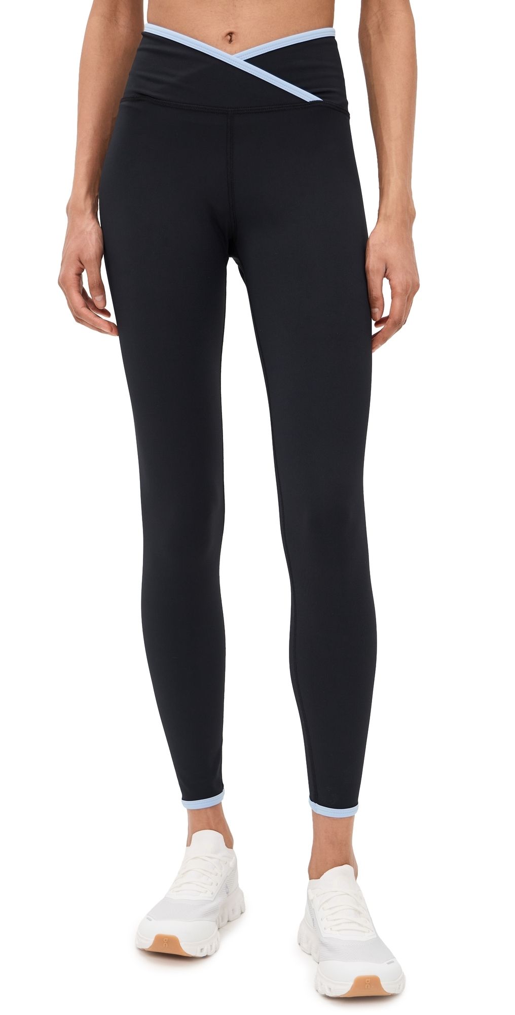 Strut This The Rae Ankle Leggings Black/Baby Blue M