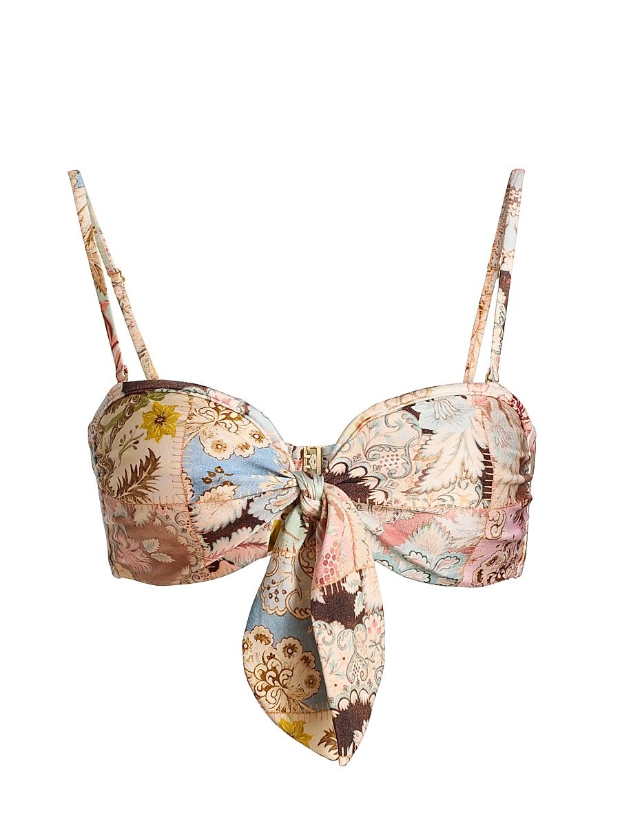 Women's Daylight Floral Patchwork Tie Bikini Top - Patch Multi - Size 10