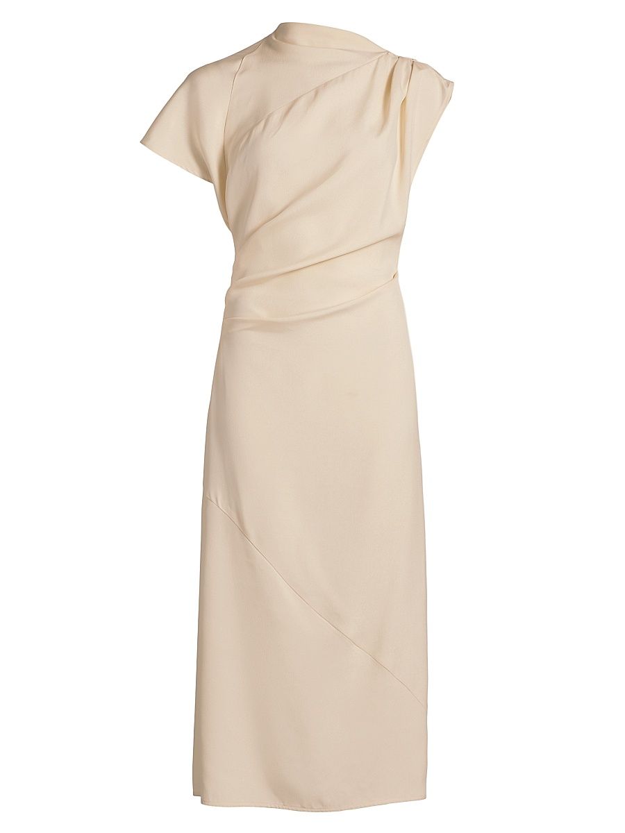 Women's Hallie Draped Midi-Dress - Champagne - Size 10