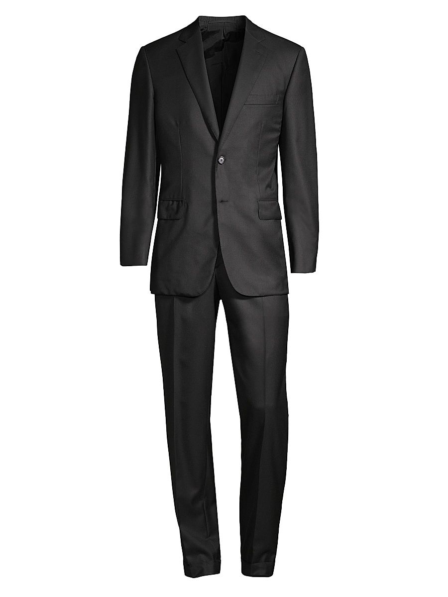 Men's Classic Wool Suit - Black - Size 42