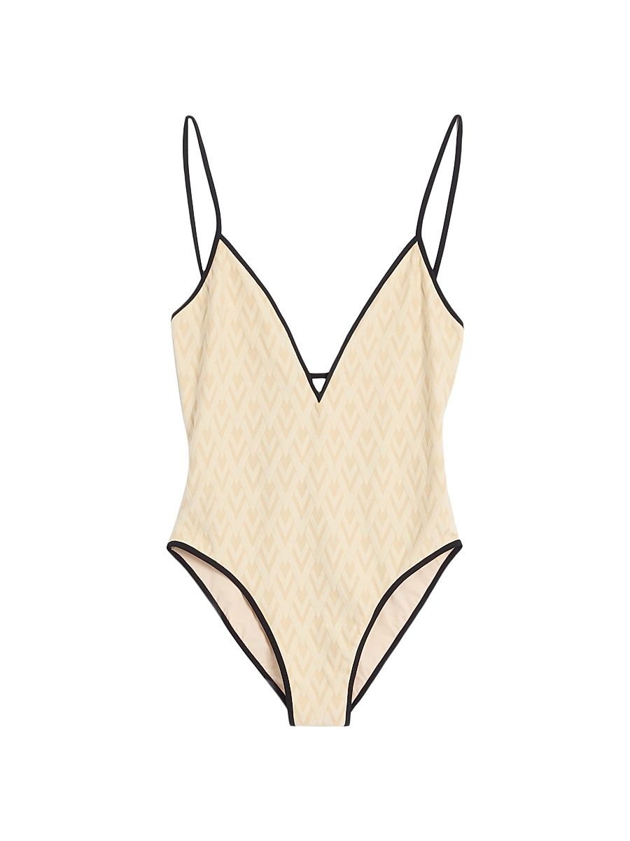 Women's Toute La V Jacquard Swimsuit - Birch Ivory - Size Large