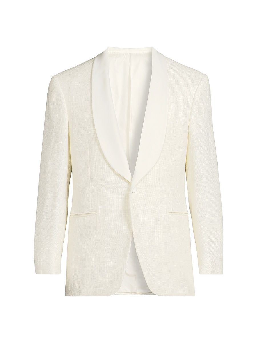 Men's Shawl Lapel Silk-Wool Dinner Jacket - White - Size 46