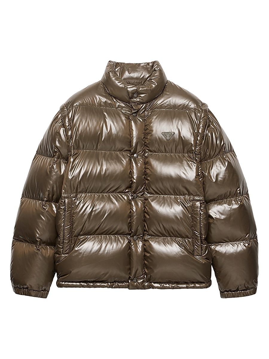 Men's Medium-Weight Re-Nylon Down Jacket - Brown - Size XXXL