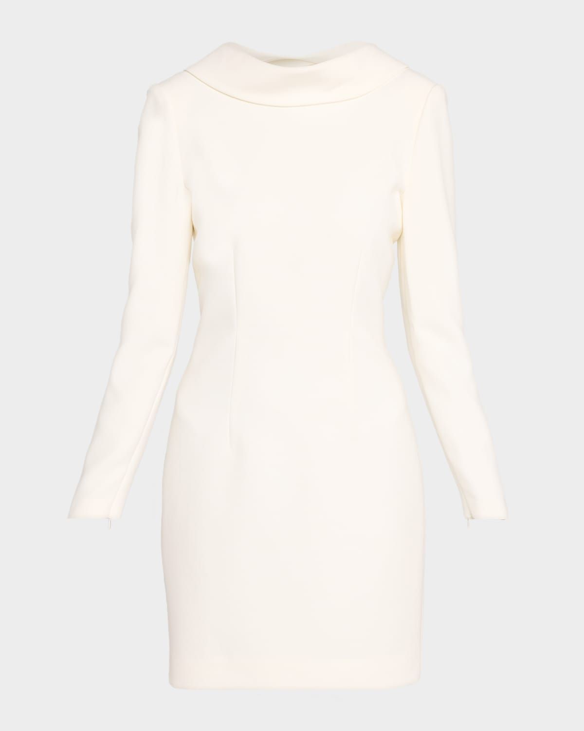 Extended Boat Neck Long-Sleeve Mini Dress