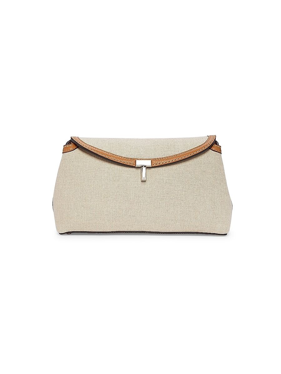 Women's T-Lock Canvas & Leather Clutch - Sand Sienna