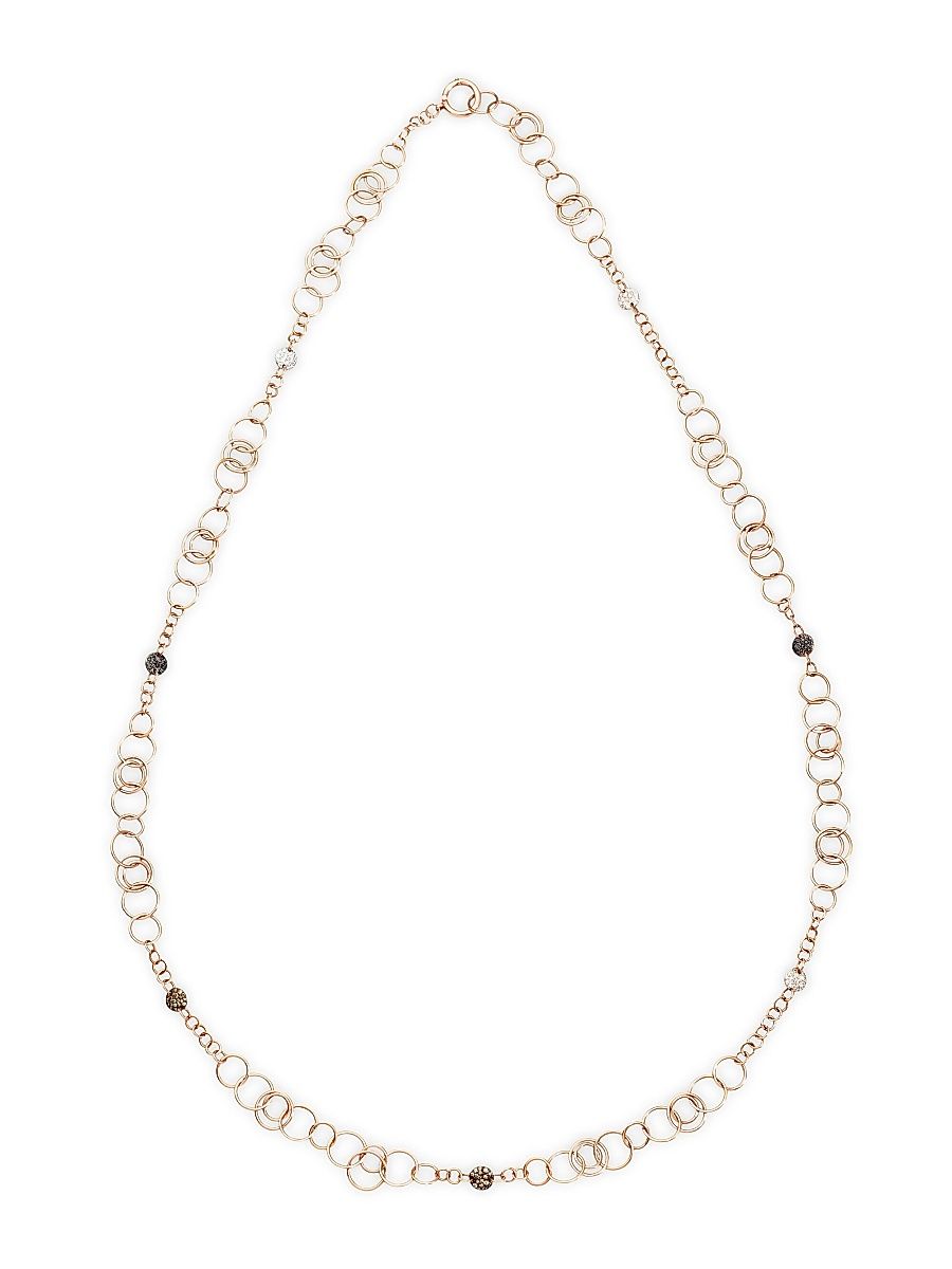 Women's Sabbia 18K Rose Gold, Black Diamond, Brown Diamond & White Diamond Link Necklace - Rose Gold