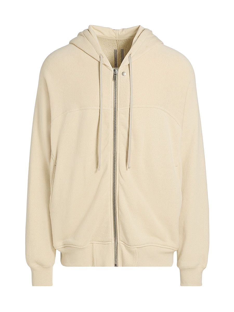 Men's Windbreaker Fleece Cotton Zip-Front Hoodie - Sand - Size XXL