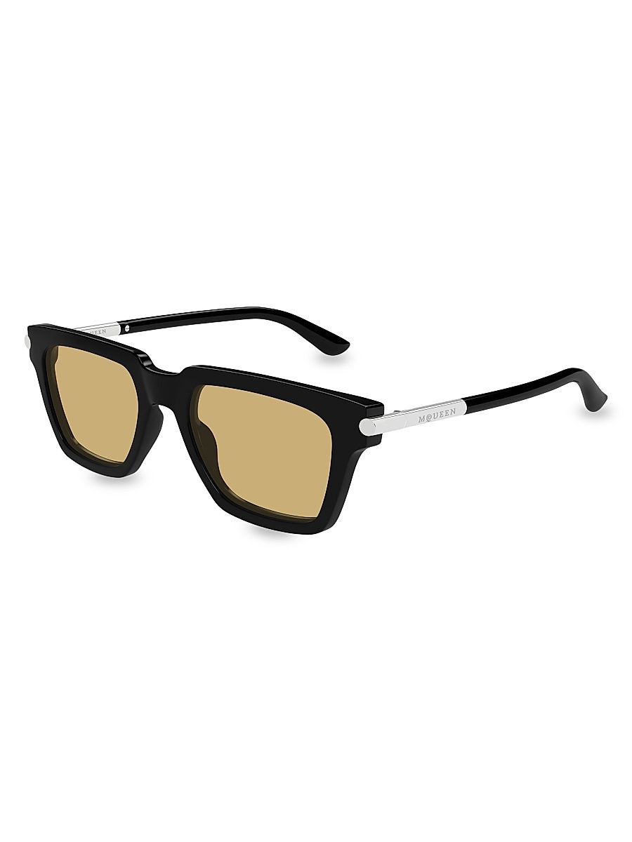 Men's 52MM T-Bar Icon Square Sunglasses - Black Brown