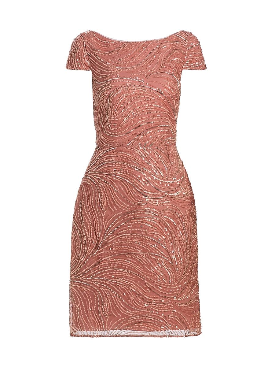 Women's Ceceline Sequined Cocktail Dress - Sunset Champagne - Size 12