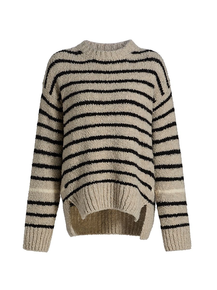 Women's Leonie Striped Wool Sweater - Dark Grey Multi - Size Medium