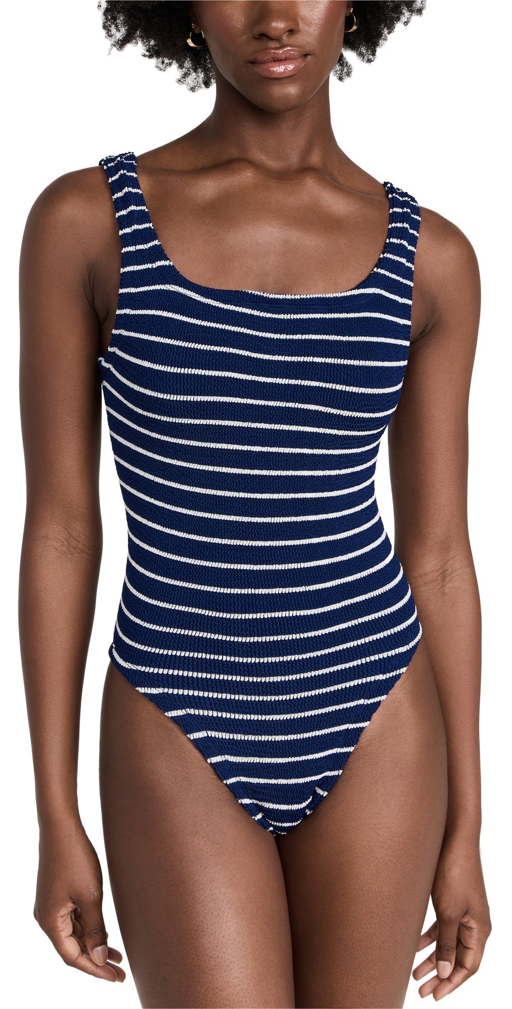 Hunza G Square Neck Swim One Piece Navy/White One Size