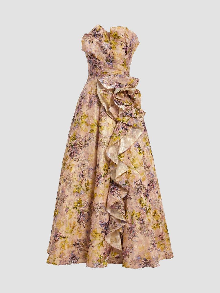 Mac Duggal Women's Floral Embossed Organza Ballgown - Blush Multi - Size 14