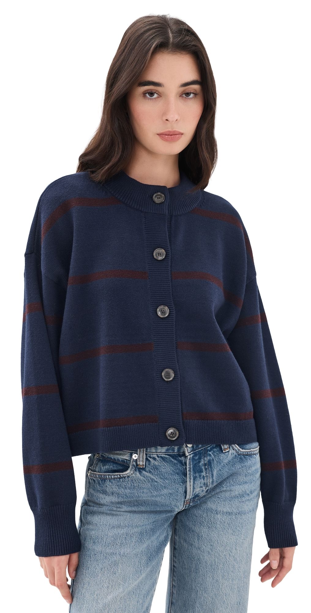 FRAME The Easy Sailor Cardigan Navy Stripe XL