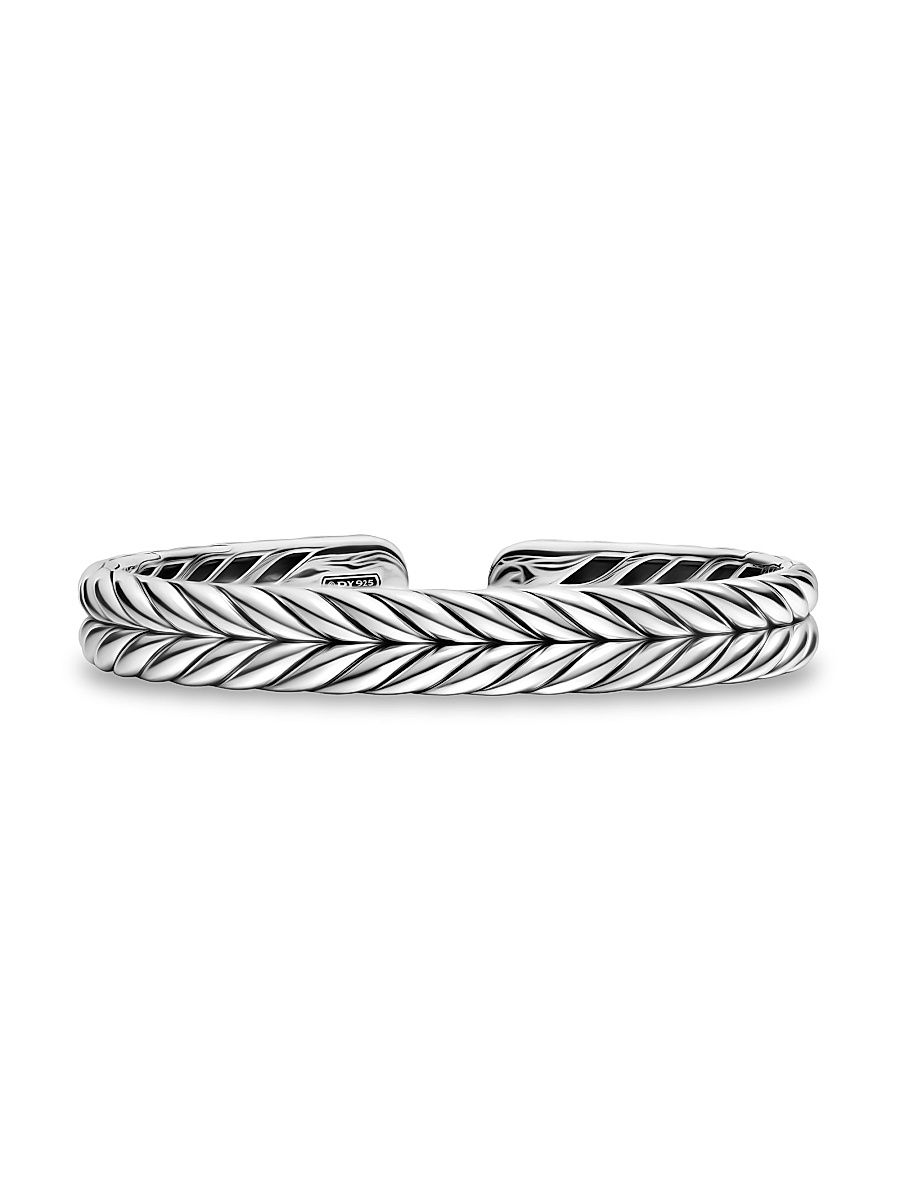 Men's Chevron Flex Bracelet in Sterling Silver, 10MM - Silver - Size Medium