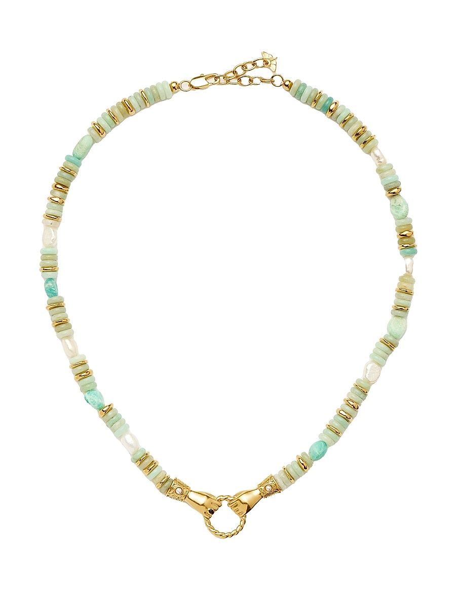 Women's Harris Reed x Missoma In Good Hands 18K-Gold-Plated, Pearl & Black Onyx Necklace - Gold Turquoise