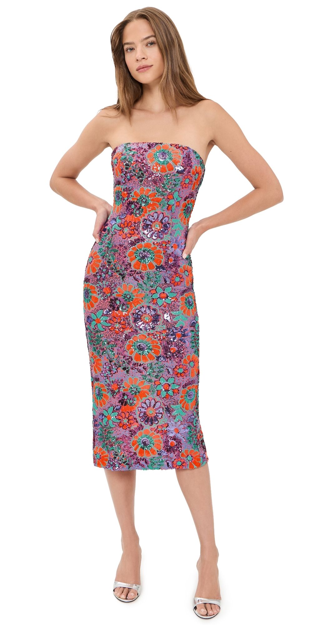 Ramy Brook Bonnie Dress Coral Sequin Combo 4