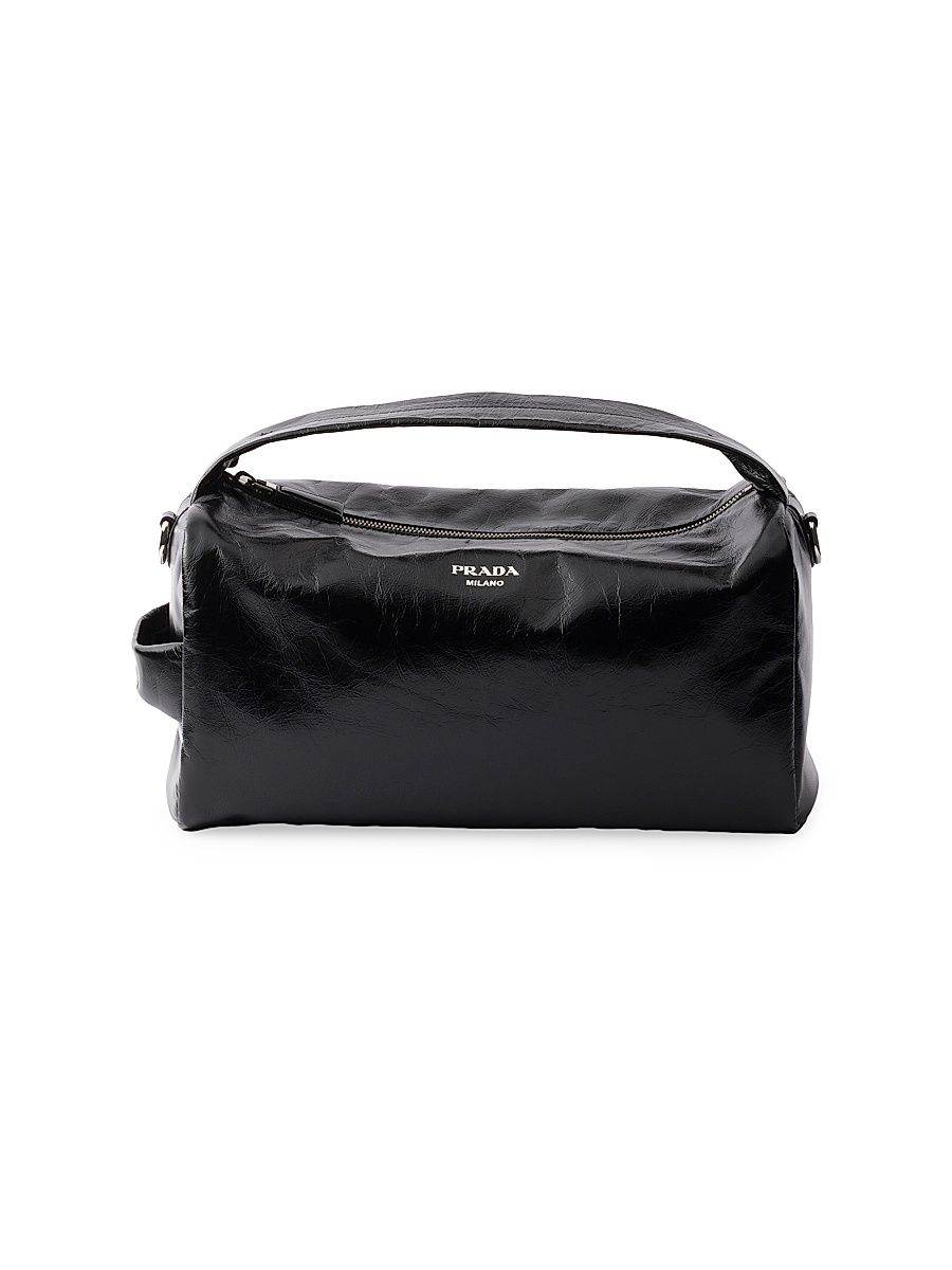 Men's Leather Shoulder Bag - Black